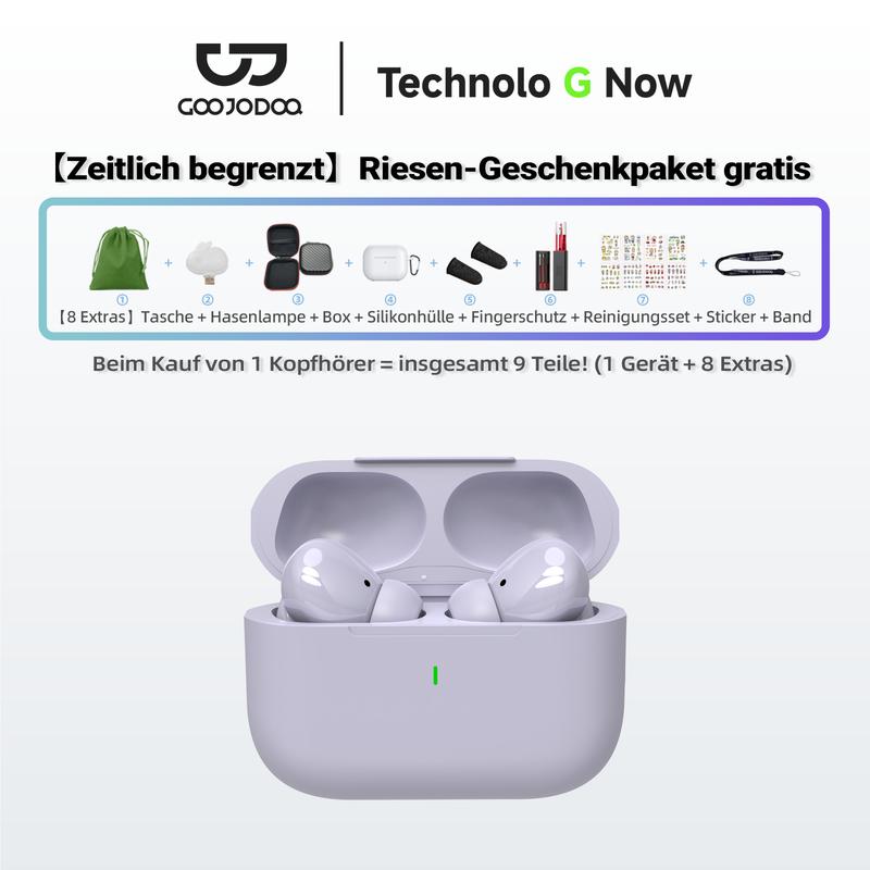 【Versandkostenfrei (Limitiert)】9-in-1 Limitiertes Geschenkpaket – GOOJODOQ J206 Bluetooth 5.3 Geräuschunterdrückende Ohrhörer, Lautstärkeverstärker, Sicherer Sitz, Ultraleicht, HD-Stereoklang