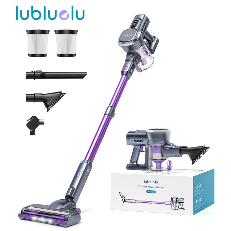 Lubluelu-Cordless Self-Standing Vacuum Cleaner, 25KPa leistungsstarke Saugkraft, 220W Stick Hoover für Tierhaare, Hartböden und Teppiche, 450ml Mülleimer