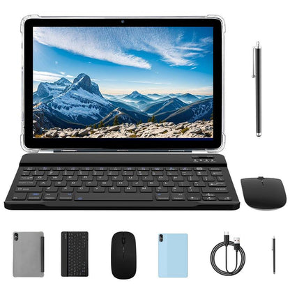 PRITOM 15 - 10,1-Zoll-Android-Tablet, 16 GB RAM, 64 GB ROM, mit Tastaturgehäuse und Stift, Dual-Kamera, 8-MP-Akku, 6000 mAh, ideales Geschenk für Schule und Alltag