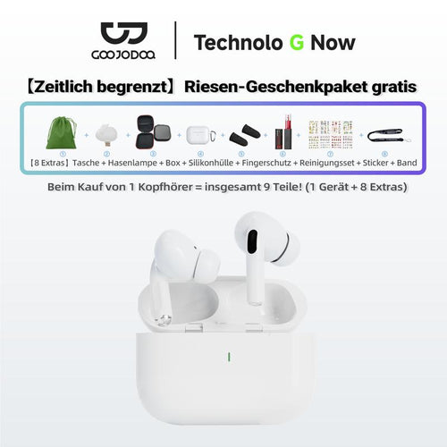 【Versandkostenfrei (Limitiert)】9-in-1 Limitiertes Geschenkpaket – GOOJODOQ J206 Bluetooth 5.3 Geräuschunterdrückende Ohrhörer, Lautstärkeverstärker, Sicherer Sitz, Ultraleicht, HD-Stereoklang