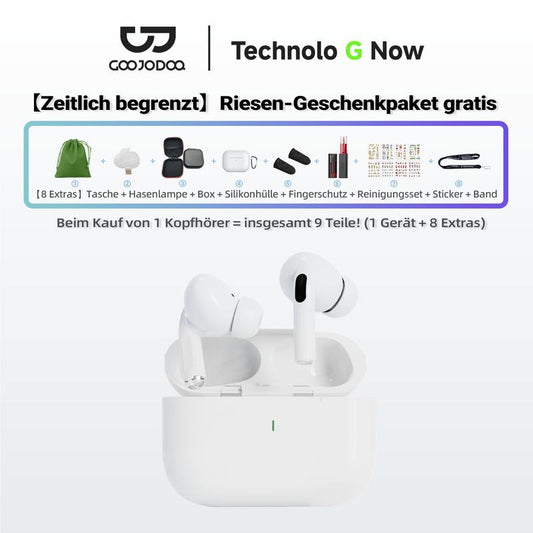【Versandkostenfrei (Limitiert)】9-in-1 Limitiertes Geschenkpaket – GOOJODOQ J206 Bluetooth 5.3 Geräuschunterdrückende Ohrhörer, Lautstärkeverstärker, Sicherer Sitz, Ultraleicht, HD-Stereoklang